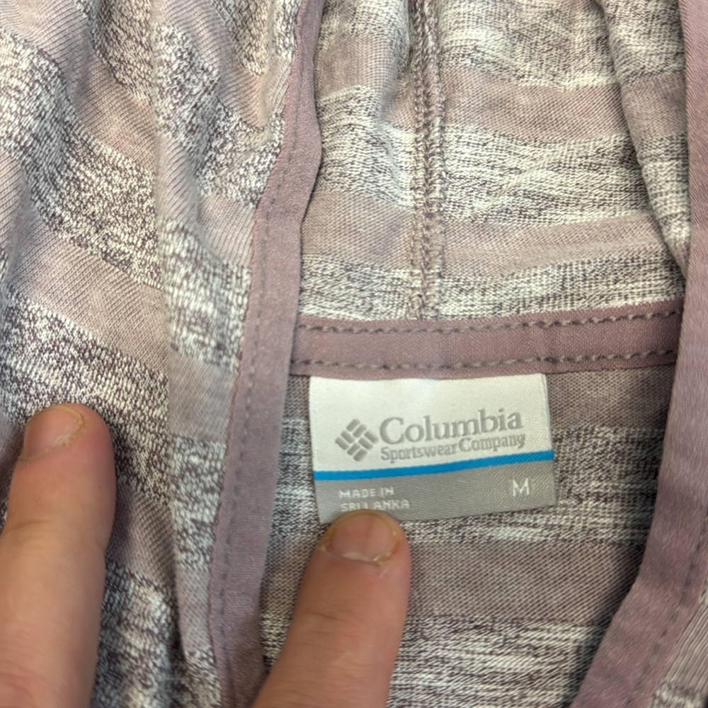 Columbia Hooded Sweatshirt, Jacket, Zip-up, Mauve, Pink, Striped, Size M - Picture 5 of 9